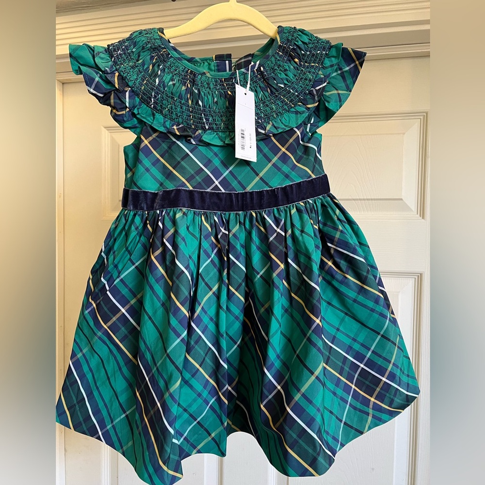 Janie and Jack Green Plaid Dress in size 3